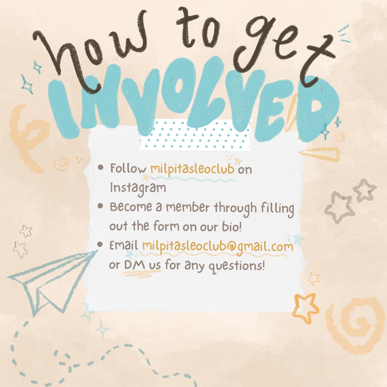 How to get involved graphic with handwritten lettering and doodles