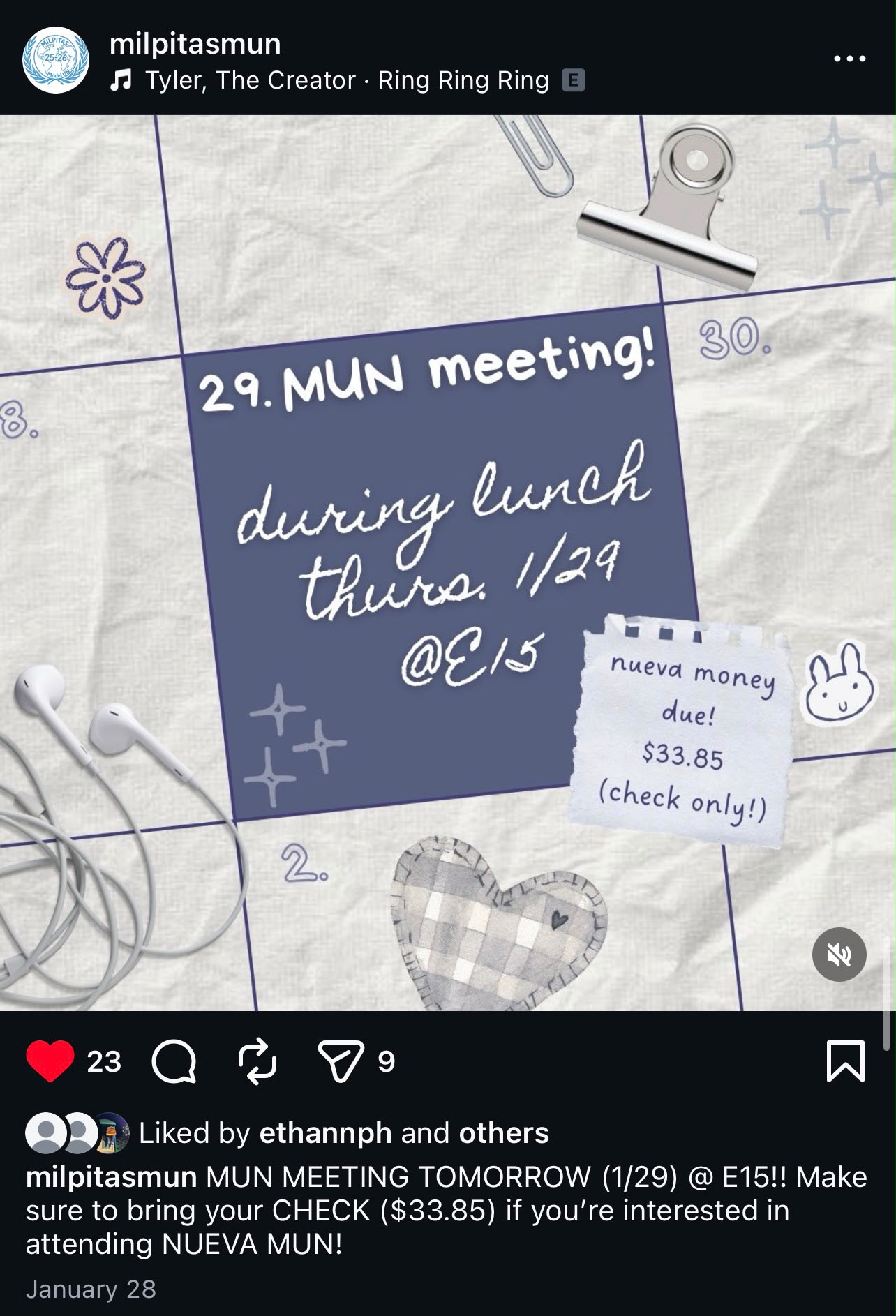 Model UN meeting poster styled as a journal calendar spread